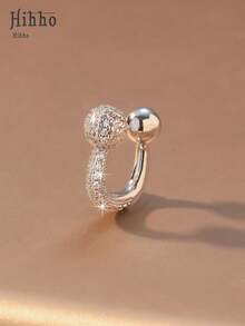 1pc Luxury Sparkling Earphone-Shaped Earclip, Fashionable Jewelry Accessory For Women, Suitable For Daily Wear, Gatherings And Parties