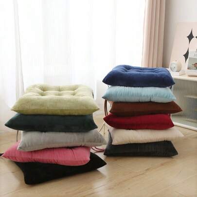 1pc Minimalist Office Seat Cushion, Double-Sided Plush Dining Chair Pad, Thickened Meditation Cushion, Non-Slip Home & Dining Room Buttocks Pad