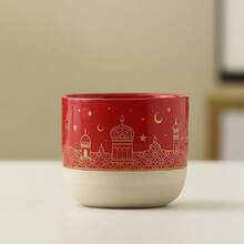 Xícara de café estilo Oriente Médio, em cerâmica espessa, com acabamento fosco e brilhante, design vintage com estrelas e lua, perfeita para latte art e aromas caseiros. - Multicolorido - Ver 13