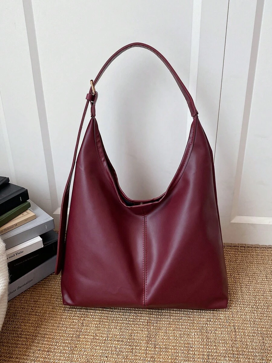 Fashionable Large Capacity Shoulder Tote Bag For Women, Design - Burgundy - View 1