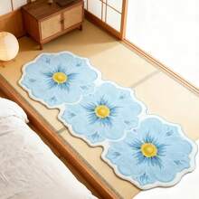 Tapete de entrada com estampa floral azul (1 peça), tapete comprido para casa, tapete decorativo, decoração de quarto, tapete pequeno, tapete, decoração para casa, tapete para sala de estar, tapete pequeno para sala de estar, tapete para quarto, decoração para sala de estar, tapete para área externa, tapete lavável. (Padrão irregular feito à mão, pode haver variação de 1 a 5 cm. Recomenda-se pedir um tamanho maior.) - Multicolorido - Ver 3
