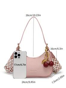 2025 Neue Mode klassisch vielseitige Buchstaben Grafik Dekor einfarbig PU Leder Schultertasche/Umhängetasche, geeignet für Einkaufen, faltbar