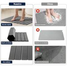 Tapete de Piedra para Baño 60 x 39cm-Plegable Tapete para Baño Diatomita Ultra Absorbente Antideslizante y de Secado Rápido Fácil de Limpiar Adecuado para Sala de Estar Ducha y Dormitorio - GrisOscuro - Ver 6