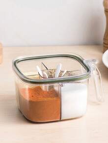 1pc Fashionable Multi-Function Kitchen Seasoning Box, Transparent Spice Jar Condiment Container Set - Clear - View 4