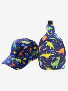 2 piezas Conjunto de gorras de béisbol con estampado de dinosaurios de dibujos animados para niños, disponible en patrón de dinosaurio de dibujos animados negro y patrón de dinosaurio espacial de dibujos animados azul, sombrero de sol detallado y fantástico, práctico y ligero, regalo ideal para cumpleaños y vacaciones, adecuado para niños y niñas para uso casual, al aire escolar en primavera y verano - Multicolor - Ver 12