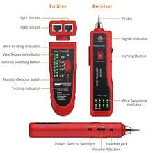 Rastreador de cables RJ11 RJ45 Buscador Ethernet LAN Toner multifunción Rastreador de cables de red Comprobador de línea telefónica Comprobación de continuidad - Rojo - Ver 3