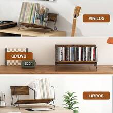 GILLAS Mueble para Vinilos Expandible, Soporte para Discos de Vinilo, Organizador de Discos de Vinilo Capacidad de 80-140 con Soporte para Auriculares, Porta Vinilos Mueble Tocadiscos Metal