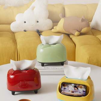 Caja de pañuelos de dopamina premium, diseño elegante de alta gama para el hogar, la sala de estar, el baño, el escritorio con mecanismo de elevación accionado por resorte, soporte de pañuelos creativo