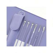 Convenient Ear Cleaning Kit 9 Pieces Set Portable Spiral Spring Ear Wax Remover Tool Washable  Hygienic Ear Pick Scoop For Home Travel Easy Cleaning Accessories - 紫色 6 件裝 - 查看 4