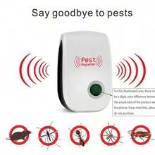 Enchufe estadounidense (110-127V) Repelente de plagas inteligente de frecuencia ultrasónica, control de plagas físico, funcionamiento silencioso, repele varios insectos, adecuado para el hogar, la cocina, la oficina, el hotel, el almacén, eliminación eficaz de plagas y mosquitos en interiores - Blanco - Ver 5