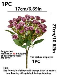 1/80 Stück 27cm künstliche Seide Rose, künstliche Blumen, gefälschter Blumenstrauß für DIY Hochzeitssträuße, Partys, Zuhause, Wohnzimmer, Küche, Garten, Hotel, Büro, Valentinstag Geschenk, Rama Dekorationen, DIY Kränze, Geschenke, Tischmittelpunkt Dekoration, Geburtstagsdekoration, Innen- und Außendekoration, gefälschte Plastikblumen in Großpackung für Vase, Bauernhaus Heimdekoration, Boho Hochzeit - Violett - Übersicht 3