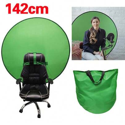 59" Green Screen Backdrop Pop-Up Chair Round Background Protable Photograph W