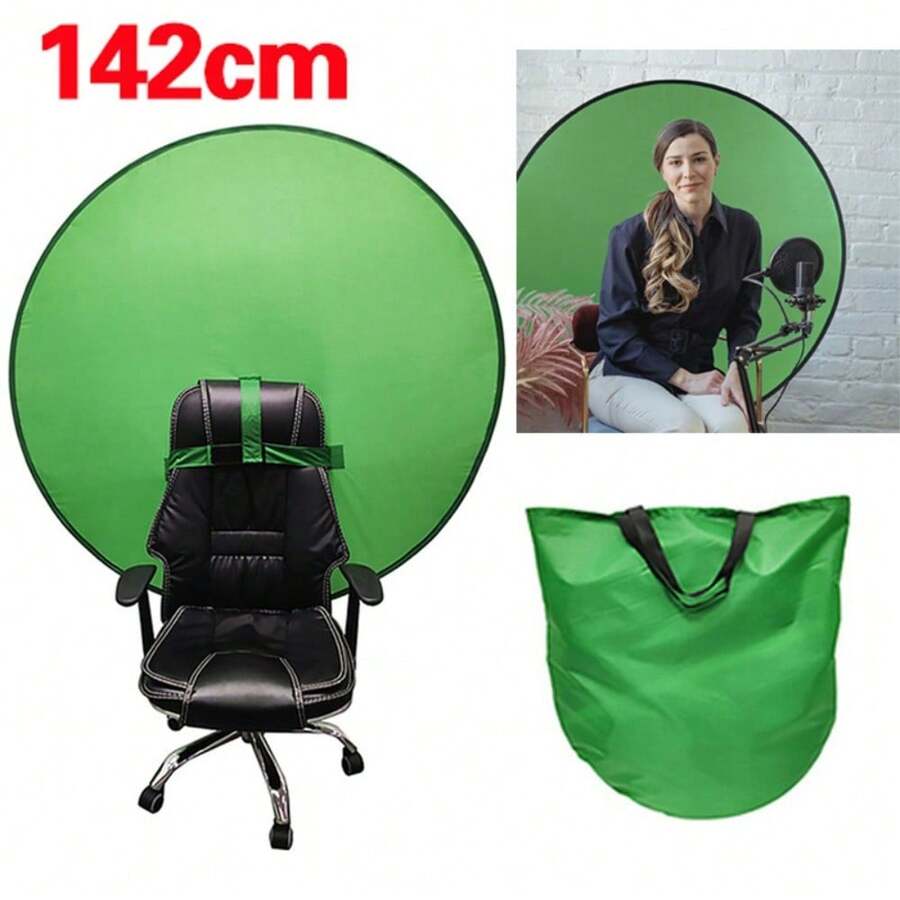 59" Green Screen Backdrop Pop-Up Chair Round Background Protable Photograph W - Green - View 1