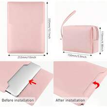 New 3-In-1 Leather Laptop Sleeve Cover 13-16 Inch With Stand Mouse Pad And Small Bag Notebook Computer Protective Cover Slim Case For MacBook Air/Pro HP  ASUS  13/14 Inch Pink - Pink - View 9