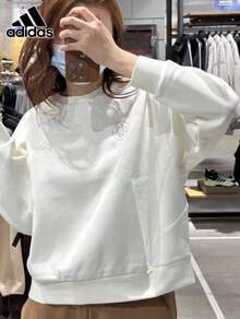 Adidas Women's Sports Knit Crew Neck Sweatshirt - White - View 6