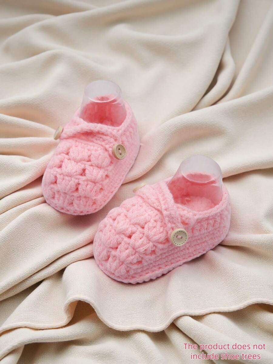 Handmade Knitted Infant Leg Warmers, Indoor Prewalker Shoes - Pink - View 1