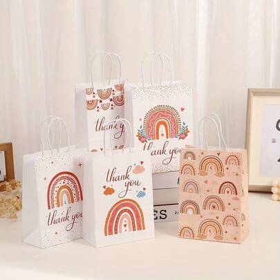 5/10/20pcs Bohemian Print Bags, Birthday Decoration Packaging Party Supplies, Party Bags, Birthday Party Bags, Tote Bags, Party Gifts, Party Packaging Supplies, Gifts For Men