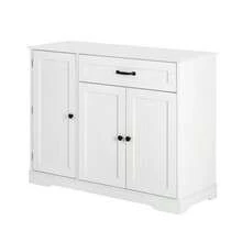 Modern, Elegant Sideboard With 3 Türen And One Schublade, Buffetschrank Für Esszimmer, Wohnzimmer Und Diele (Schwarz) - 白色 - 查看 7