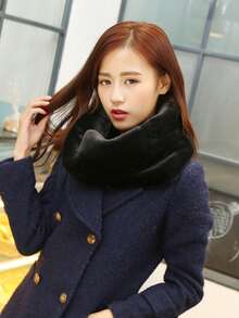 1条毛绒交叉领口保暖围巾，男女通用，冬季适用 - 彩色 - 查看 10