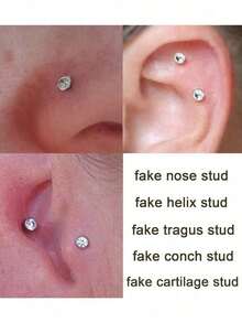 Fake Nose Stud Fake Nose Ring Stud Fake Nose Piercing Fake Lip Ring Fake Earrings Stud Silver Gold Fake Cartilage Helix Earring Clip On Earring Hoop Fake Eyebrow Ring Fake Bridge Piercing - Nhiều màu - Xem 5