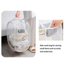 1pc Foldable Shaped Laundry Basket, Dirty Clothes Storage Basket, Mesh Washing Basket, Toy Storage Basket - Suitable For Storing Miscellaneous Items, Back To School Supplies, And Various Uses As A Spring Storage Basket - Multicolor - View 6