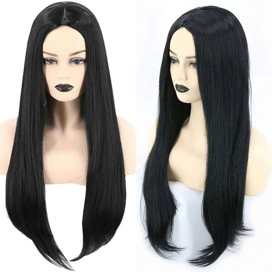 1pc Black Braided Wig, With Curly Wavy Texture - Long Braided Headpiece Suitable For Halloween, Christmas Costume Parties And Themed Events - Unisex Full Head Coverage Natural Looking Dreadlocks (No Maintenance) - Multi Color Random - View 1