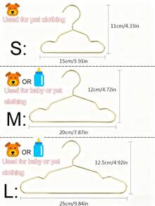10个/套 金色迷你衣架，金属小衣架，适用于泰迪狗、猫、毛绒玩具、娃娃、宠物服装架 - 金色 - 查看 2
