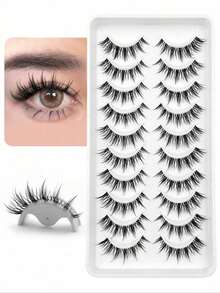 7 paires de faux cils de style fée de dessin animé avec épines, look naturel pour débutants, convient pour les sorties quotidiennes, le maquillage de mariée, bande transparente, port confortable, cils supérieurs, cils réalistes, cils strip complets, longue durée et épais, maquillage - Noir - Voir 1