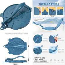 Vivicreate - Prensa para tortillas de hierro fundido para tortillas de hierro fundido (20,3 cm)(Azul) - Multicolor - Ver 1