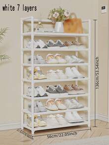 3-7 Tier Shoe Rack With Handrail, High Capacity Sturdy Simple Entrance Multi-Layer Dust-Proof Storage Shoe Cabinet, Home Dorm Shoe Organizers - Multicolor - View 6