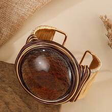 Handmade Heavy Industry Bead Weaving, Winding, Aluminum Wire Stretching, Plastic Resin, Mibo, West Asia, Middle East, Banquet Vacation, Fashionable Retro Popular Bracelet - Coffee - View 3