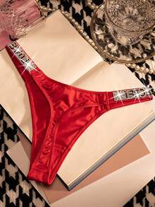 5pcs Sexy Thongs Womens Panties Rhinestone Low Waist Underwear Soft Breathable Comfortable Female Lingerie Good Elasticity Opaque Suitable For Daily Work Sports And Dating Sexy Gifts For Lovers Womens - 混合色1 - 查看 3