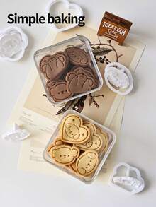 A Cute Puppy Series Cookie Cutter, Kitchen Parent-Child Baking Cookie Stamps, Valentine's Day Gift Cookie Molds, Cake Decorations, Dessert Making Tools - White - View 7