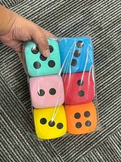 6pcs/Set Mini Soft Foam Dice - Great For Learning And Play - Ideal For Birthday, Christmas, Halloween And More