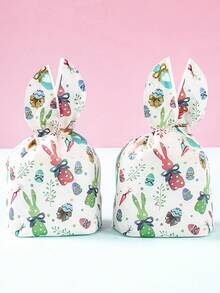50个复活节兔子糖果袋，兔耳造型糖果包装袋，复活节快乐礼品袋，饰有兔子复活节彩蛋和胡萝卜图案，复活节彩蛋寻宝礼品包装袋，糖果饼干食品包装袋，复活节派对装饰，复活节快乐装饰，复活节用品，复活节兔子装饰，春季装饰，复活节派对回礼袋，复活节礼物 - 彩色 - 查看 2