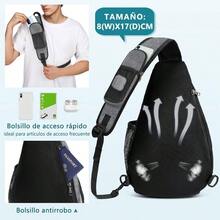 Mariconera Hombre Impermeable, Bolso Para Hombre Ligera, Bandolera Con Soporte para Telfono Mvil, Mochila Cruzada Antirrobo para Senderismo, Caminar, Viajar - GRIS - Ver 5