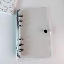1个A5/A6/A7/A8透明可拆卸6孔活页夹，便携式简约活页笔记本，创意按扣设计，可装照片、文件、纸张 - A - 查看 14