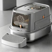 Extra Large Stainless Steel Litter Box, Fully Enclosed Design With High Walls To Prevent Litter Scatter, Anti-Stick & Odor-Proof Cat Litter Tray