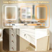 Compact Apartment Vanity Desk With Sliding Mirror - 6 Drawer Storage And Open Rack - Space-Saving Design Ideal For Small Bedrooms And Christmas Gifting - White - View 4