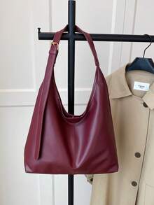 Fashionable Large Capacity Shoulder Tote Bag For Women, Design - Burgundy - View 9