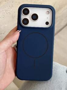Luxury Glossy Fluorescent Magnetic Liquid Silicone Phone Case With Magnetic Soft Cover Compatible With IPhone 17 Air, 16, 15, 14, 13, 12, 17 Pro Max Plus Birthday Gift Spring - Royal Blue - View 3