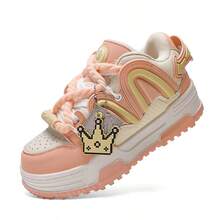 Q-AND Women's Platform Casual Shoes With Heel Increase, Soft And Cushioned Athletic Shoes, Breathable Mesh Upper, Chunky Laces, Pendant Decoration, Versatile Retro Chunky Sneakers, Waterproof And Slip-Resistant, Wear-Resistant And Height-Increasing Street Style Athletic Shoes, An Essential Everyday Item. - Màu Hồng  San hô - Xem 10