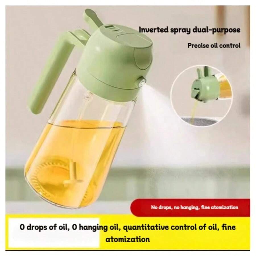 2-In-1 Glass Oil Sprayer Bottle, High Temperature Resistant, Large Capacity, Pump-Style All-In-One Oil Dispenser For Kitchen Use - Multicolor - View 1