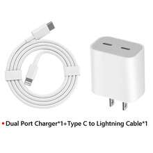 1 Set Adaptor Pengisian Daya USB-C Ganda 20W dengan Kabel USB-C ke Type-C dan Kabel Pengisian Cepat Apple Lightning 3,3 Kaki, Kompatibel dengan iPhone 17 16 15 14 13 12 11 Pro Max Plus, Kit Pengisian Daya - Steker Tipe AS A (110-127V) - View 14