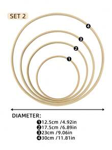 4pcs Beige Dreamcatcher Style Bamboo Wreath Decor Rings, Suitable For Outdoor Lawn, Wedding Hanging Decorations Like Feathers, Vines, Ribbons, Balloons, Or Indoor Wall, Bedroom Decor, Wind Chimes, Rustic Ornaments, DIY Embroidery Hoops - Apricot - View 13