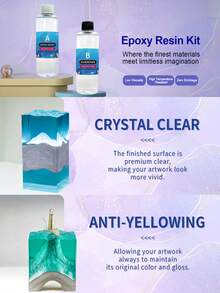 مجموعة غراء إيبوكسي شفاف AB بحجم 240مل/500مل/1000مل، نسبة خلط 1:1، شفافية عالية، جفاف سريع، خالي من الفقاعات، مقاوم للاصفرار، سطح ناعم، مناسب لأعمال الفن DIY كطاولة النهر والصب في المجوهرات وغيرها