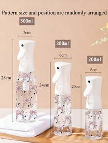 New Pink Bow Pattern Transparent PET Refillable Travel Spray Bottle, Multi-Purpose Fine Mist Spray Bottle Suitable For Travel And Business Trips, Makeup Remover Dispenser, Reusable Hair Spray Bottle, Continuous Spray For Hair Styling, Cleansing, Botanicals And Facial Moisturizing. - Multicolor - View 6