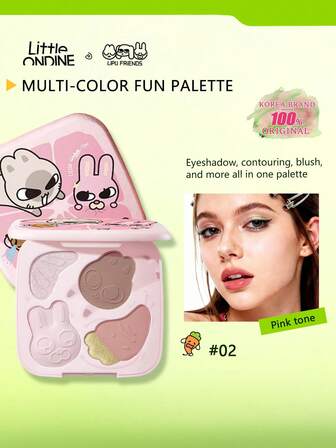 Little Ondine 多色趣味彩妆盘 02，暹罗唇膏限量版，多功能彩妆盘，丝滑哑光和珠光色调，泰式配色，眼影腮红高光，百搭色彩混合，便携小巧，可爱收藏设计，适合日常妆容和派对妆容。