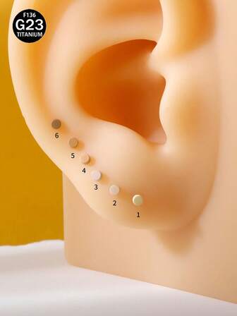 6PCS/Lot Invisible Skin Tone Titanium Top 2mm F136 Threaded Disc For Nostril, Tragus, Conch, Helix, Labret 6mm/8mm/10mm/12mm