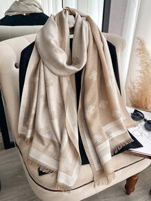 1 pieza Elegante y lindo chal con patrón de abeja de hilo dorado de jacquard, chal versátil de aire acondicionado para mujer, prenda exterior para primavera/otoño con protección solar, adecuado para combinación diaria y salir - Multicolor - Ver 2